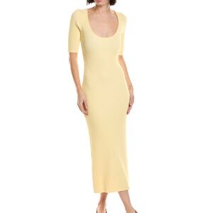 Ganni Soft Yellow Ribbed Midi Dress